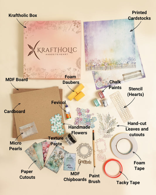 Florique – Mixed Media Art DIY Kit (10x10 inch MDF Board)