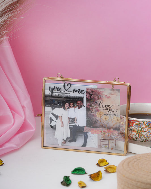 You & Me – Personalised Couple Floating Glass Frame (6x6 Inch)