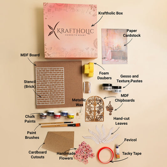 Bloomgate- Mixed Media Art DIY Kit (on a 10x10 inch MDF Board)