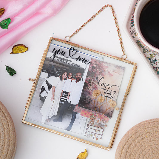 You & Me – Personalised Couple Floating Glass Frame (6x6 Inch)