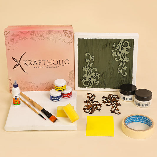 Petal Dance- DIY Texture Art Kit on 8x8" Canvas