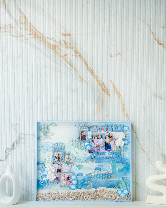 Sea You Shine – Personalised Ocean-Themed Memory Wall Frame | Mixed Media Layout (16x16 Inch)