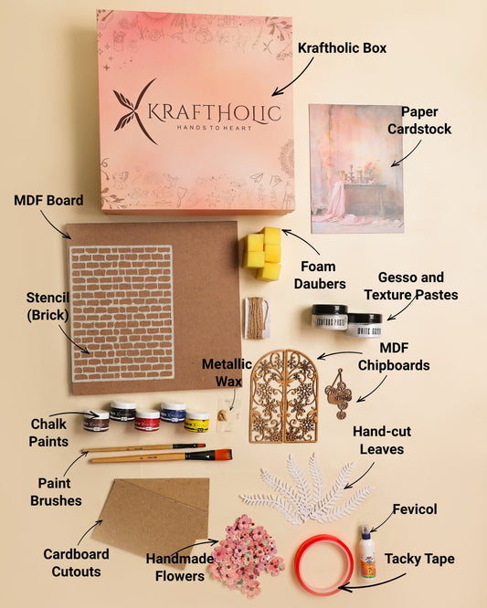 Bloomgate- Mixed Media Art DIY Kit (on a 10x10 inch MDF Board)