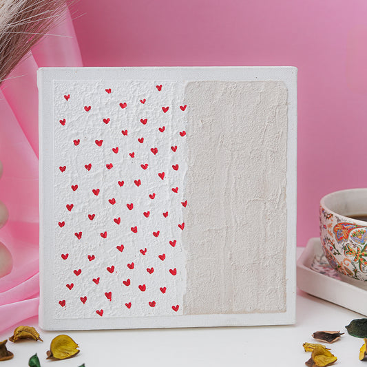 Little Red Hearts – Minimal Texture Art Wall Decor (8x8 Inch)