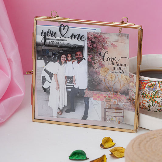 You & Me – Personalised Couple Floating Glass Frame (6x6 Inch)