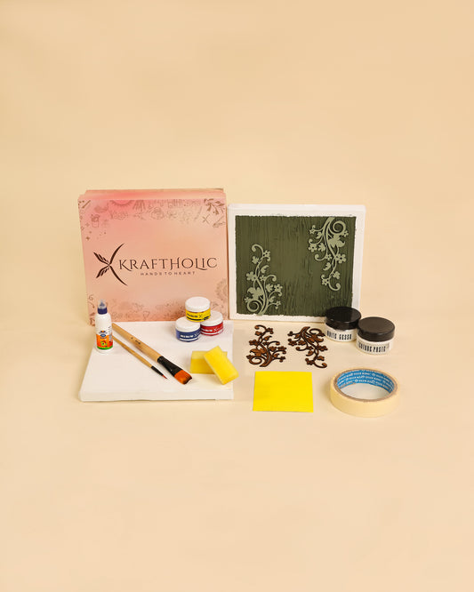 Petal Dance- DIY Texture Art Kit on 8x8" Canvas