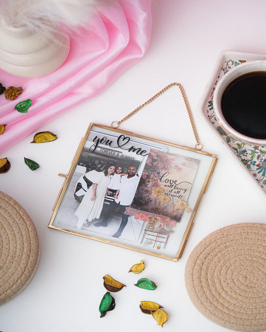 You & Me – Personalised Couple Floating Glass Frame (6x6 Inch)