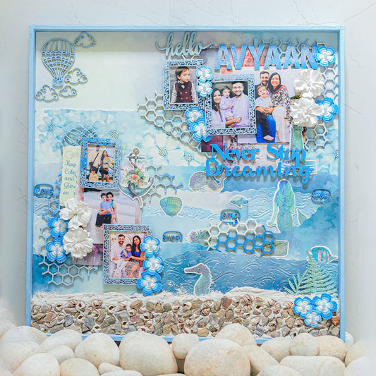 Sea You Shine – Personalised Ocean-Themed Memory Wall Frame | Mixed Media Layout (16x16 Inch)
