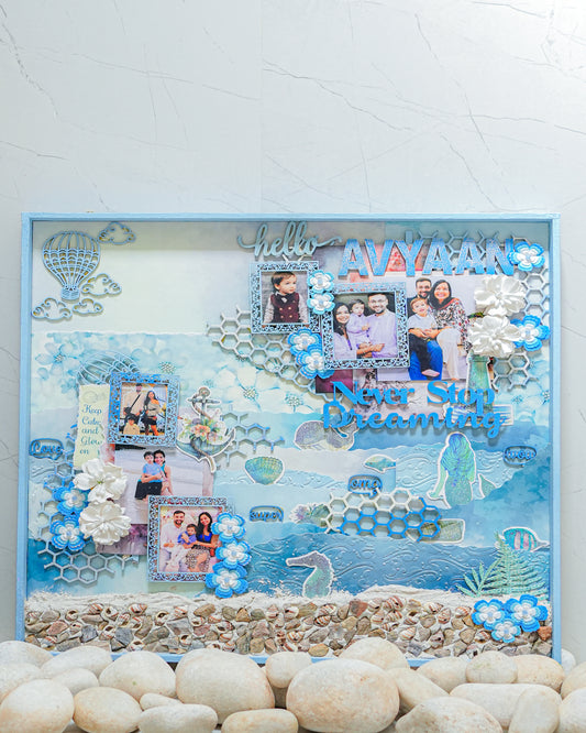 Sea You Shine – Personalised Ocean-Themed Memory Wall Frame | Mixed Media Layout (16x16 Inch)