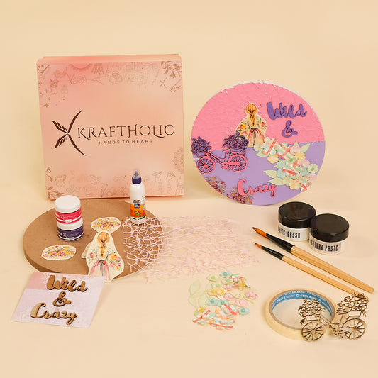 Freewheel – Mixed Media Art DIY Kit (8-inch Round MDF Board)