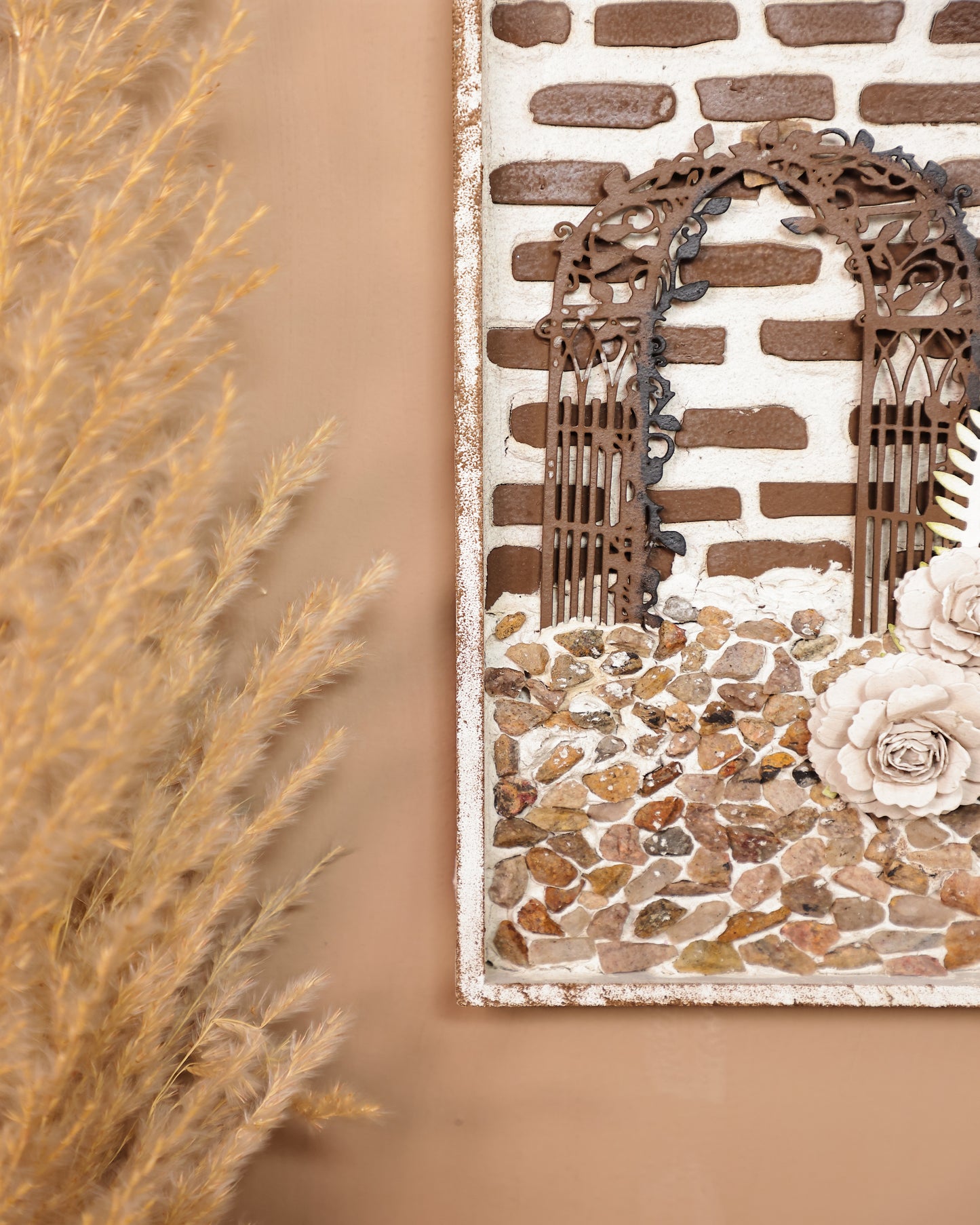 Rustic Garden Gate- Mixed Media Texture Art Shadow Box