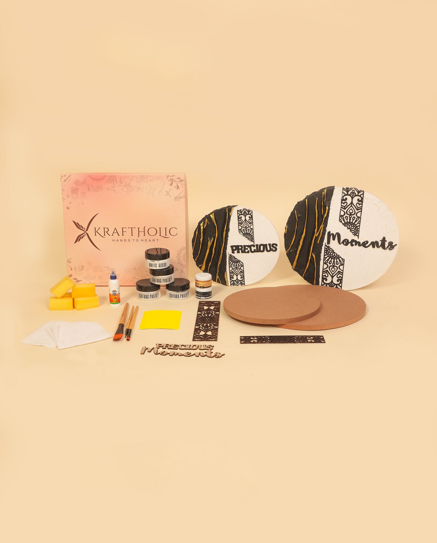 Textura Moments- Elegant Texture Art DIY Kit (Set of 2 Round Boards)