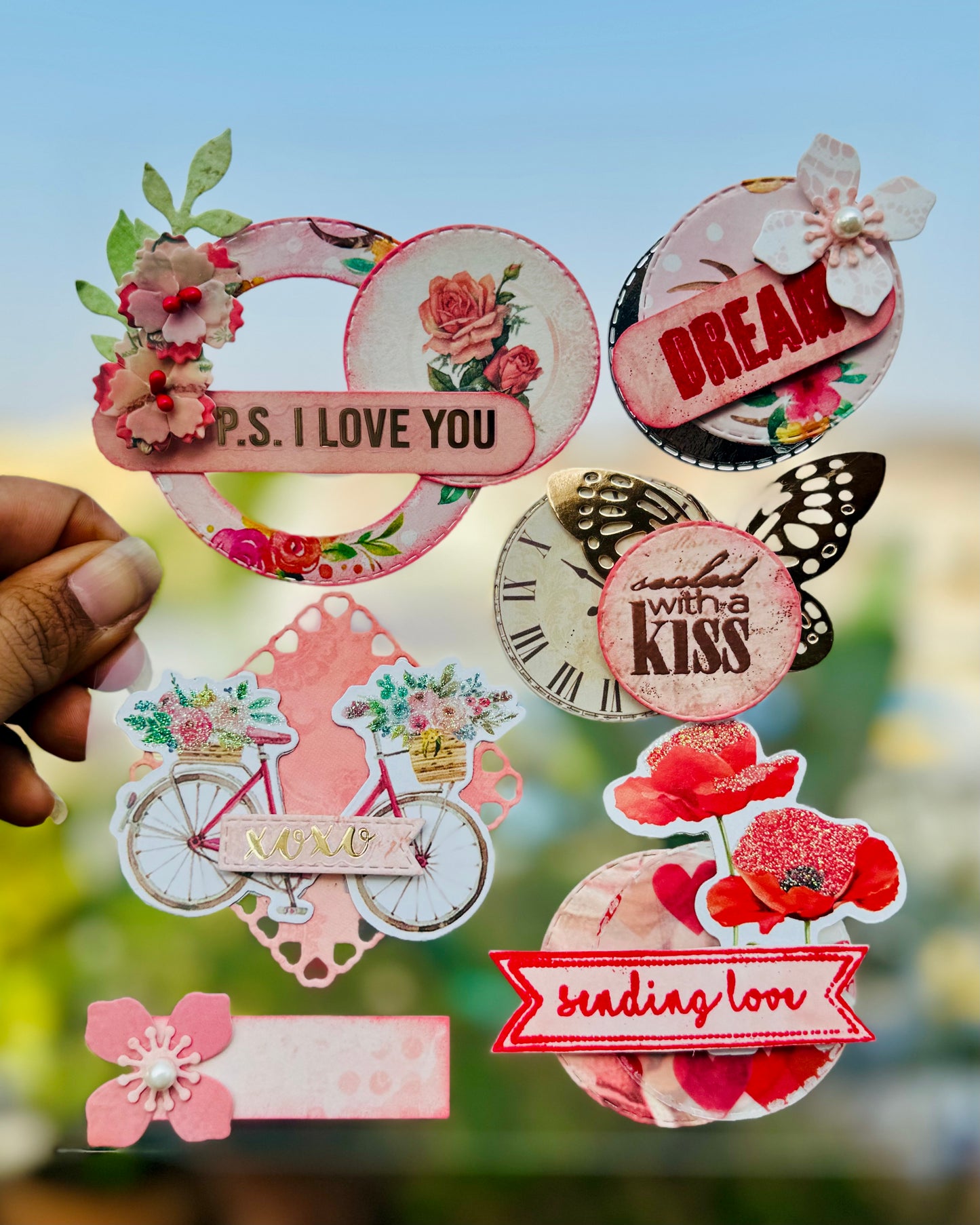 Sealed with a kiss -Embossed Handmade Stickers