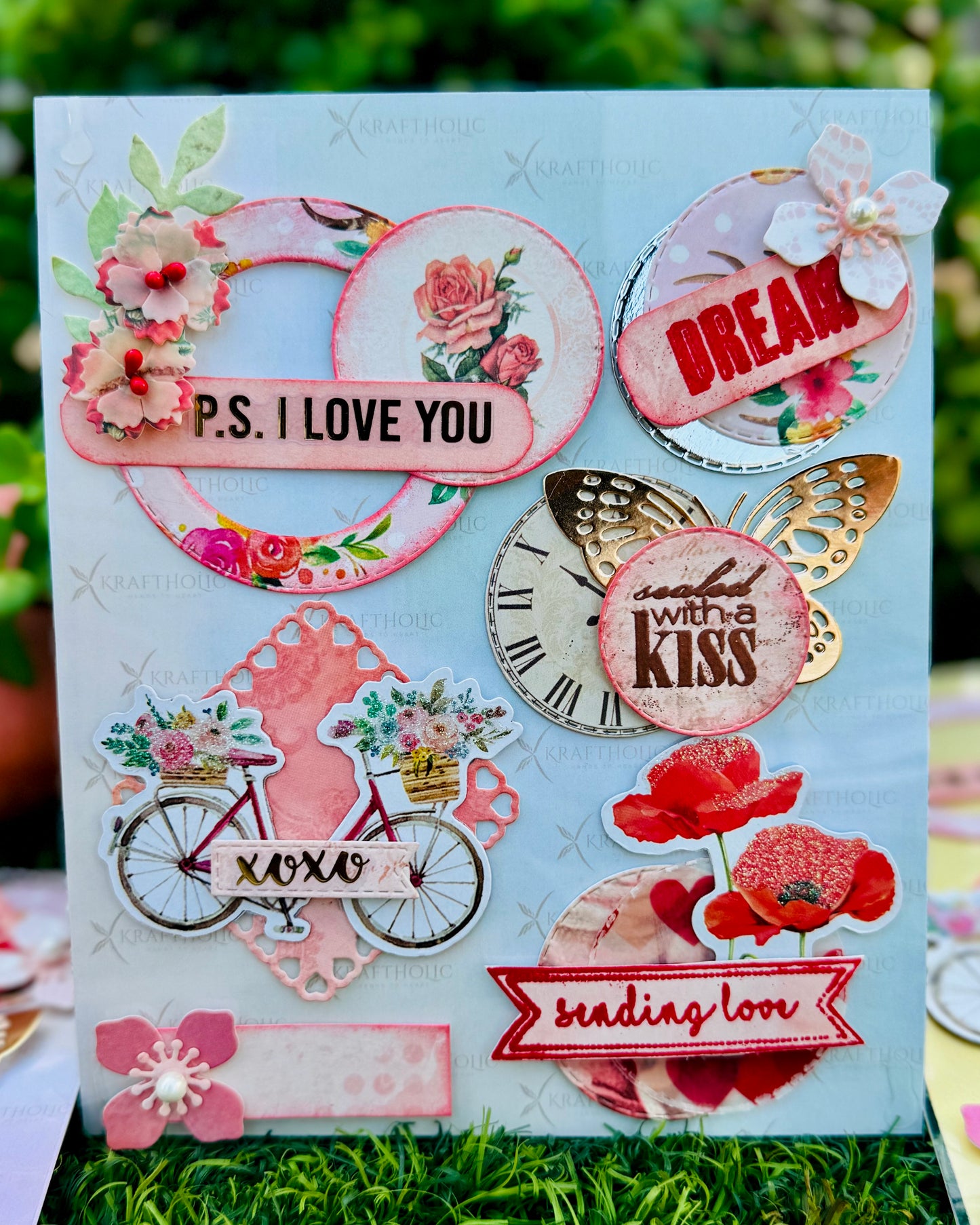 Sealed with a kiss -Embossed Handmade Stickers