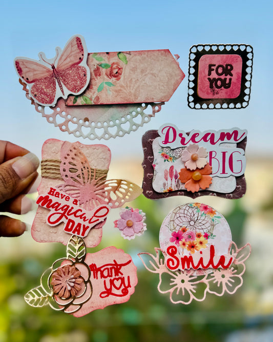 Smiley Dreams -Embossed Handmade Stickers