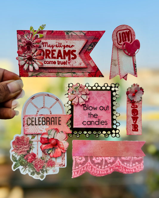 Blow the Candles -Embossed Handmade Stickers