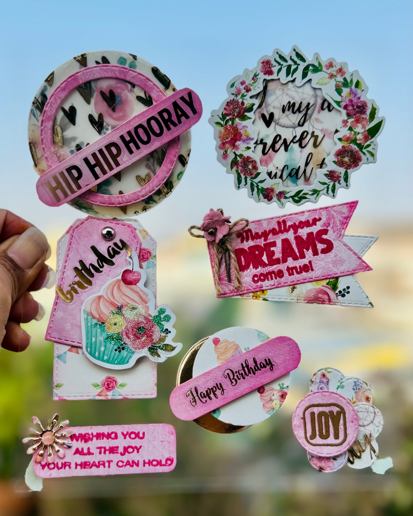 Yearday Wishes -Embossed Handmade Stickers