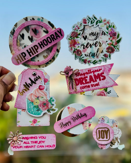 Yearday Wishes -Embossed Handmade Stickers
