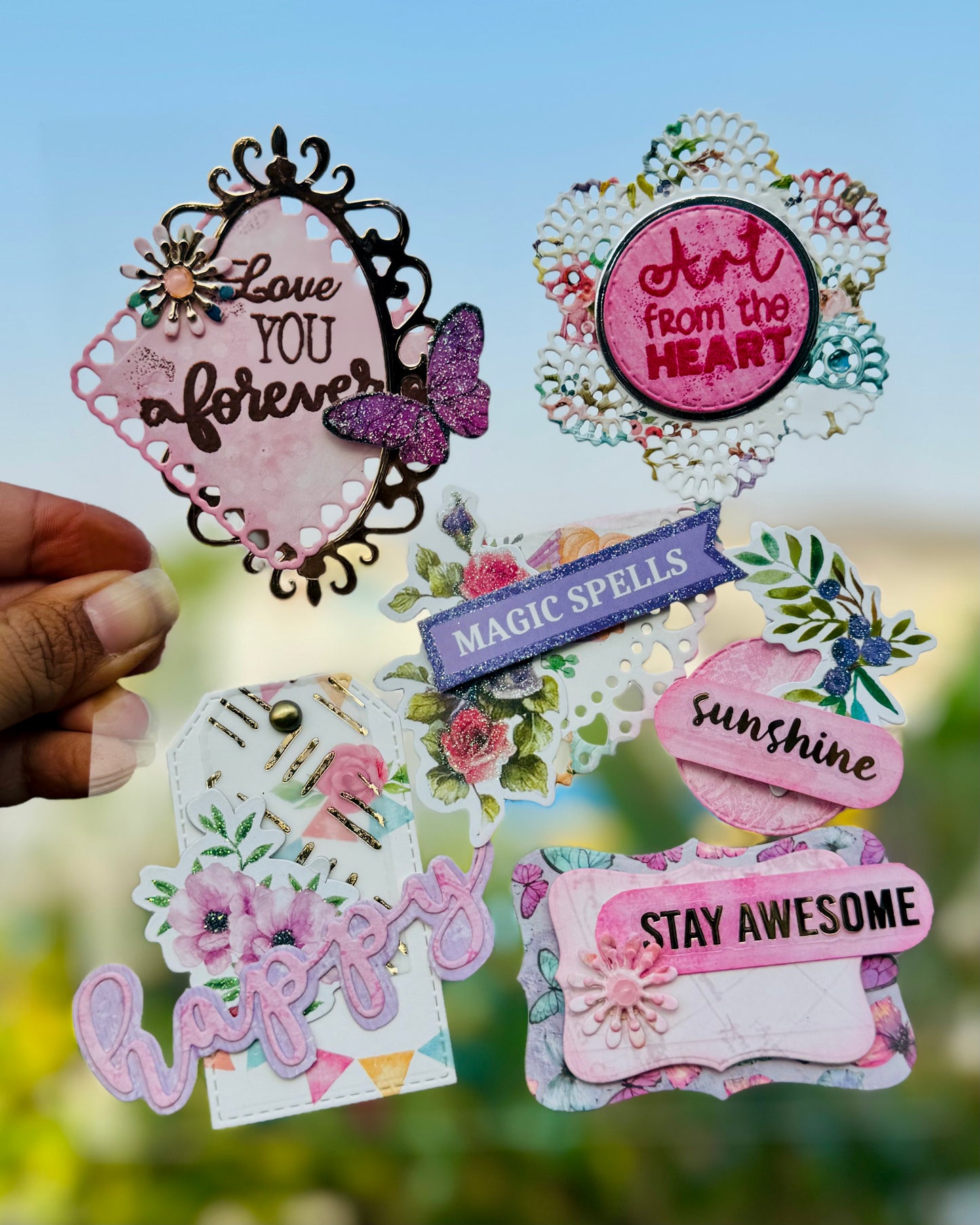 Stay Awesome -Embossed Handmade Stickers