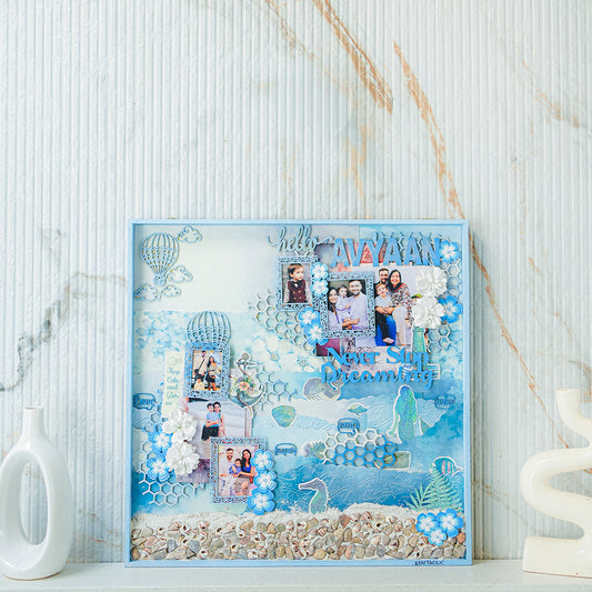 Sea You Shine – Personalised Ocean-Themed Memory Wall Frame | Mixed Media Layout (16x16 Inch)